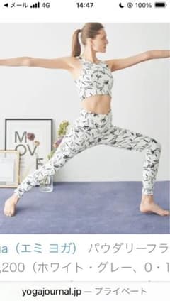 emmi yoga パウダリーフラワーブラトップ ボタニカル柄 モノトーン