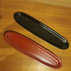 赤 黒 小判トレー サービングプレート 30cm 漆器 細長 横長 朱 - メルカリ