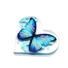 バタフライ アクリルスタンド 青 蝶 ハート メッセージ インテリア