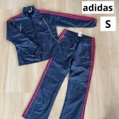 アディダス ウィンドブレーカー上下セット S 紺 ピンク クライマ
