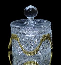 オールド・バカラ 1890年 ブロンズ装飾 ディアマン ビゾー 蓋物 小物