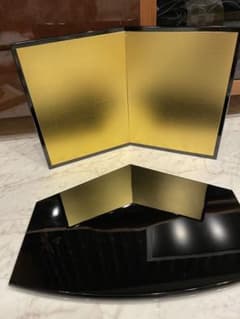 ◉セール！新品 お雛様 端午の節句 黒塗り五角台 黒塗二曲金屏風セット