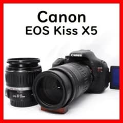 Canon kiss X5 一眼レフ☆超望遠付きWレンズ☆近くも遠くも撮影OK