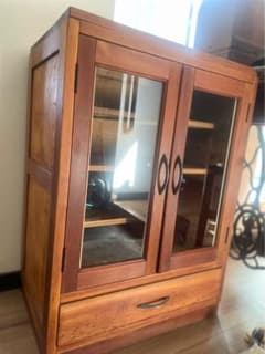 昭和レトロ 水屋箪笥 古家具 キャビネット 収納棚 ガラス戸