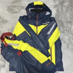 美品 シマノ RB-035N マリンコールドウェザースーツネイビー/イエロー