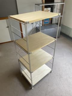 手渡し限定】 無印良品 4段スチールラック 木製棚 フレームグレー 中古