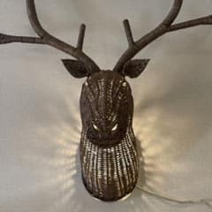 鹿 ラタン編み壁掛けライト ハンティングトロフィー 北欧風 インテリア