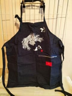 powder カネコイサオ 鳥と稲穂デザインエプロン ネイビー 美品 希少
