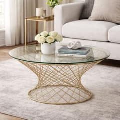Francfranc マーリア コーヒーテーブル クリア×ゴールド（φ800) - メルカリ