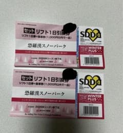 恐羅漢スノーパーク セットリフト1日引換券 食事券1,000円付き 2枚