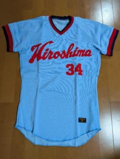 美品サイン入り】広島東洋カープ ビジター用ユニホーム 34番 川口和久