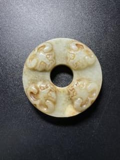 漢時代 四牛 玉璧 古玉 和田玉 中国古美術 希少 時代物 開運 旧家
