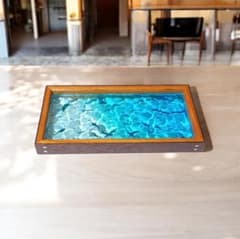 1205】波紋揺らぐオーシャンアート ウッドレジン トレイ（大） - メルカリ