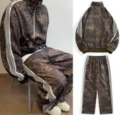 レア完売 レオパード柄 カモフラージュ フルジップジャージ上下セット