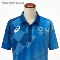 アシックス 東京2020 オリンピック パラリンピック ポロシャツ 青 M
