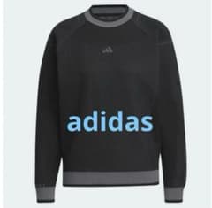 adidas ブラック メッシュ トレーナー ニット ゴルフウェア 大きめにも