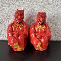 ヴィンテージ 1950s 日本製 陶器 レッドサタン デビル ソルト&ペッパー