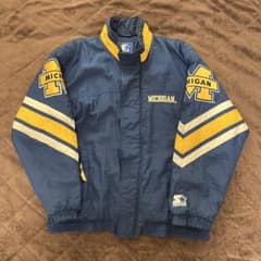 90s STARTER ミシガン大学 中綿 ナイロンジャケット XL アメフト