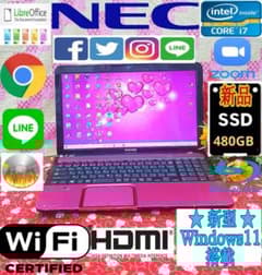 極上品！大容量！高速3世代Core-i7 ！東芝！カメラ！新Win11！動画編集