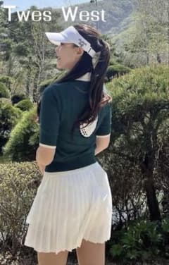 即発送！MALBON マルボンゴルフ レディースニット Tシャツ 半袖 緑L