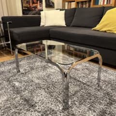 ミッドセンチュリー アイアンフレーム センターテーブル ガラス