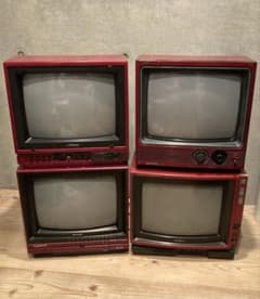 昭和レトロ 赤テレビ 4台 ビクター シャープ ナショナル ソニー