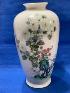 戦前製 オールドノリタケ シカ印 白菊花柄花瓶 ボーンチャイナ 日本