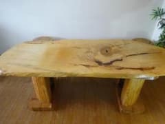栃（トチ）材 一枚板 ダイニングテーブル 脚/杉材 ハーフログ材 半丸太