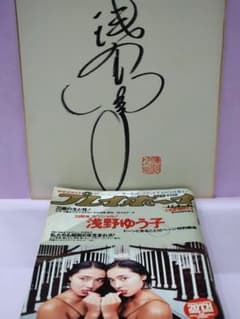 浅野ゆう子 直筆サイン色紙 & 週刊プレイボーイ 1986.11.4 No.46