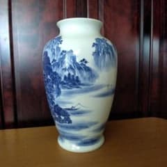 有田焼 松右衛門 染付 山水図花瓶 - メルカリ