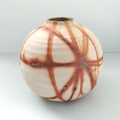 備前焼 緋襷 ヒダスキ 花器 壺型 たち吉 謹製 フラワーベース 花瓶 花