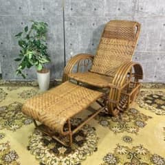 籐家具꧂ラタン リクライニングソファ 1人掛けソファ 昭和レトロ