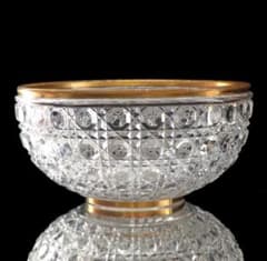 オールド・バカラ 美術館級 特注品 2kg 金縁特大鉢 ディアマンピエー