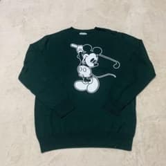 新品タグ付き、木梨サイクル、ゴルフセーター、ミッキー。グリーン