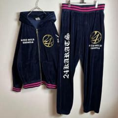 24karats ジャージ上下セットアップ EXILE ベロア ネイビーピンクL