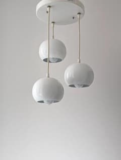 00s OLD 3灯 メタル ボールライト ペンダントランプ 白 スペースエイジ