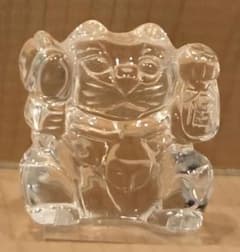 希少【愛光堂 刻印入】天然水晶 招き猫 ／自由が丘の名店購入 本物