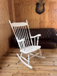 ホワイトペイント白い木製ロッキングチェアヴィンテージシャビーシック