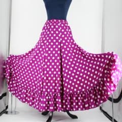 美品 フラメンコ衣装】パープル ファルダ スカート ボランテ フリル