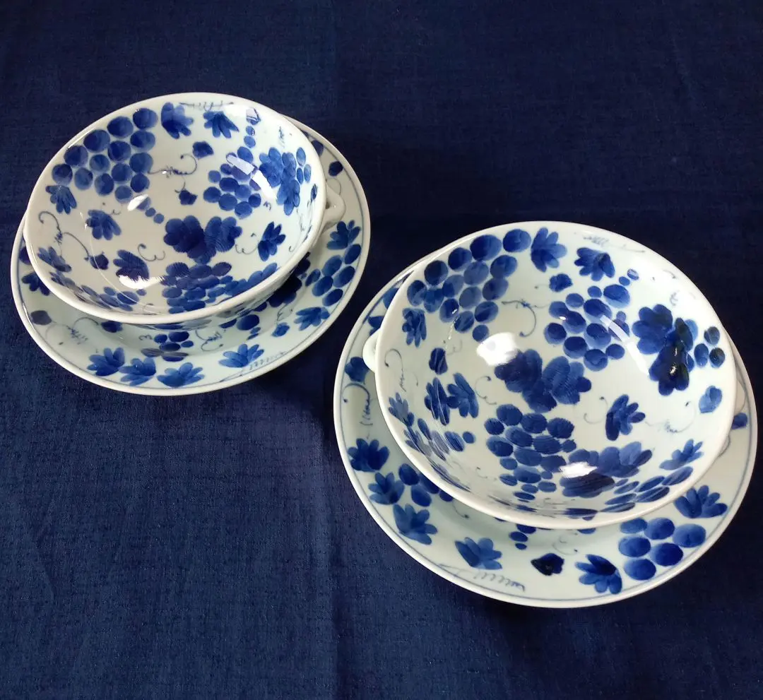 唐草牡丹絵五寸皿(5枚) 手造手描山口洋一作家物有田焼