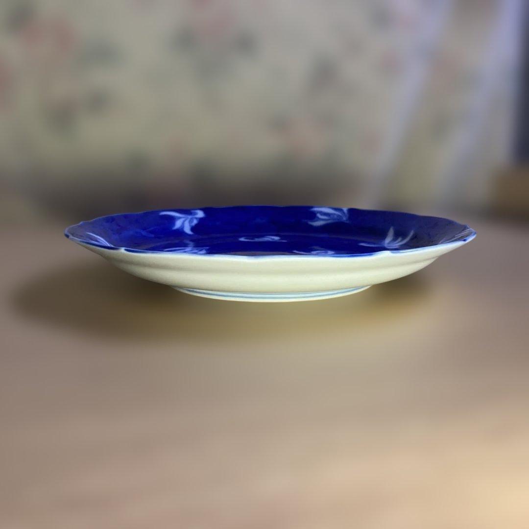 深川製磁 蘭外濃 銘々皿 和皿 取り皿 輪花 青 花