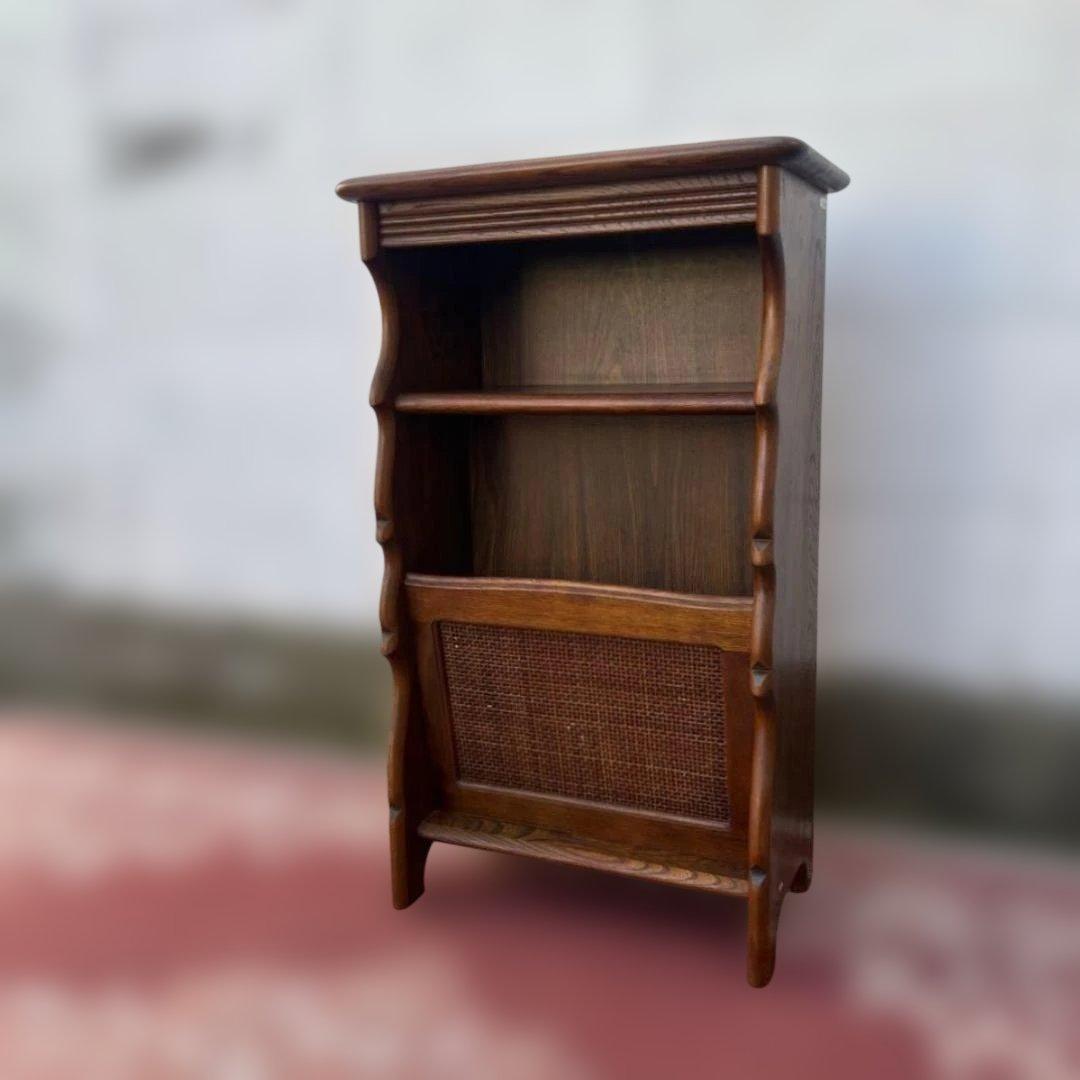 karimoku カリモク◾️木製×ラタンパネル 飾り台 収納棚 木製家具