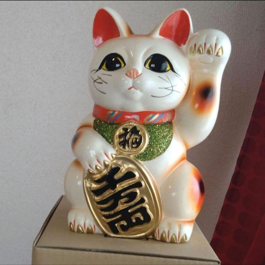 限定値引中✨人呼び、人気運up招き猫》白猫左手上げ7号 特別製作現品