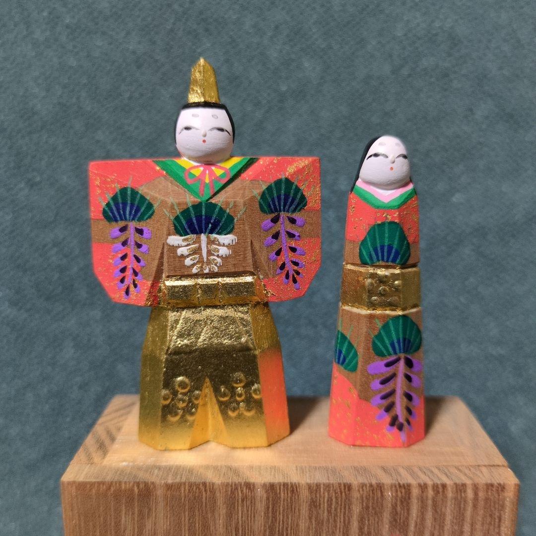 奈良一刀彫り 雛人形 川口神泉 立雛 共箱付き 伝統工芸 木彫 - メルカリ