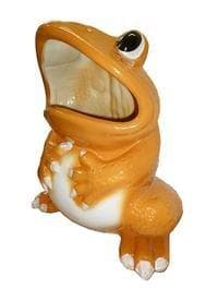 カエルの傘立て/蛙/傘置き/イエロー/陶器製/ダストBOX/高さ48cm
