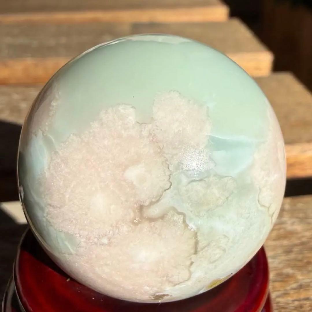 グリーン桜瑪瑙 スフィア 台座付き 丸玉 35.3mm 58.5g 自然石② - メルカリ