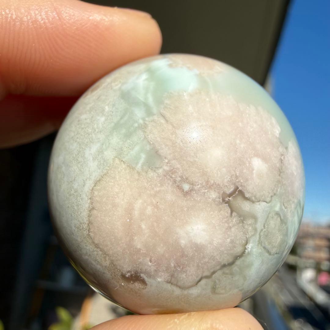 グリーン桜瑪瑙 スフィア 台座付き 丸玉 35.3mm 58.5g 自然石② - メルカリ