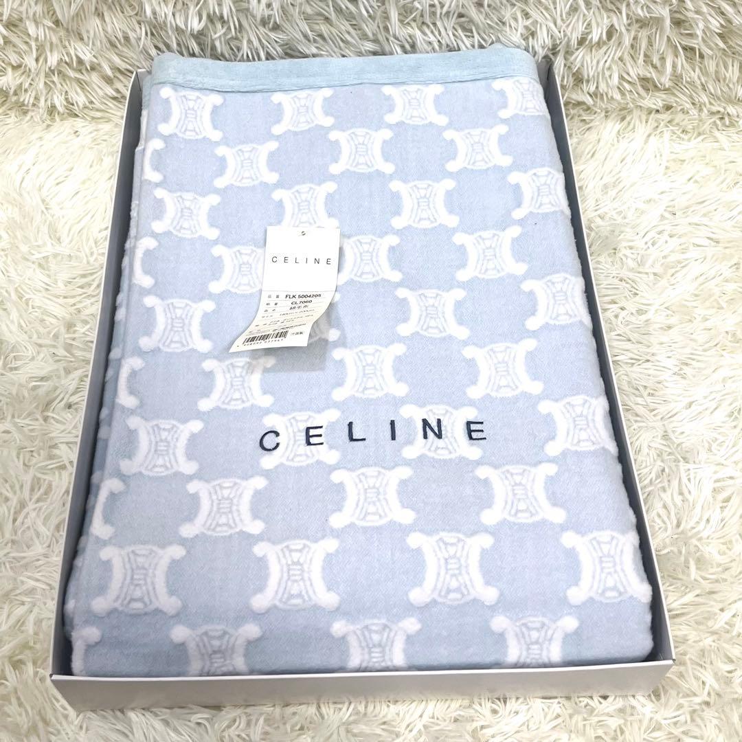 新品タグ付 セリーヌ トリオンフ マカダム柄 ライトブルー 水色