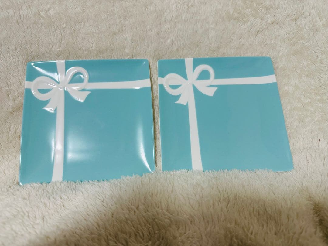Tiffany&Co.ブルーボウデザートプレートセット　2枚セット 名入れ】ティファニー TIFFANY＆Co ブルー ボウ デザート プレート