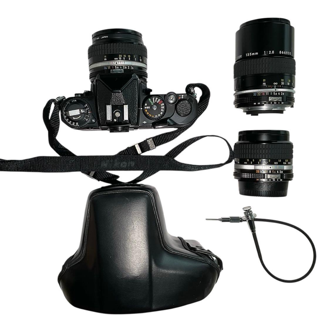 ニコン NIKON FE 本体 ベルト レンズx3 ケース レリーズ フィルター